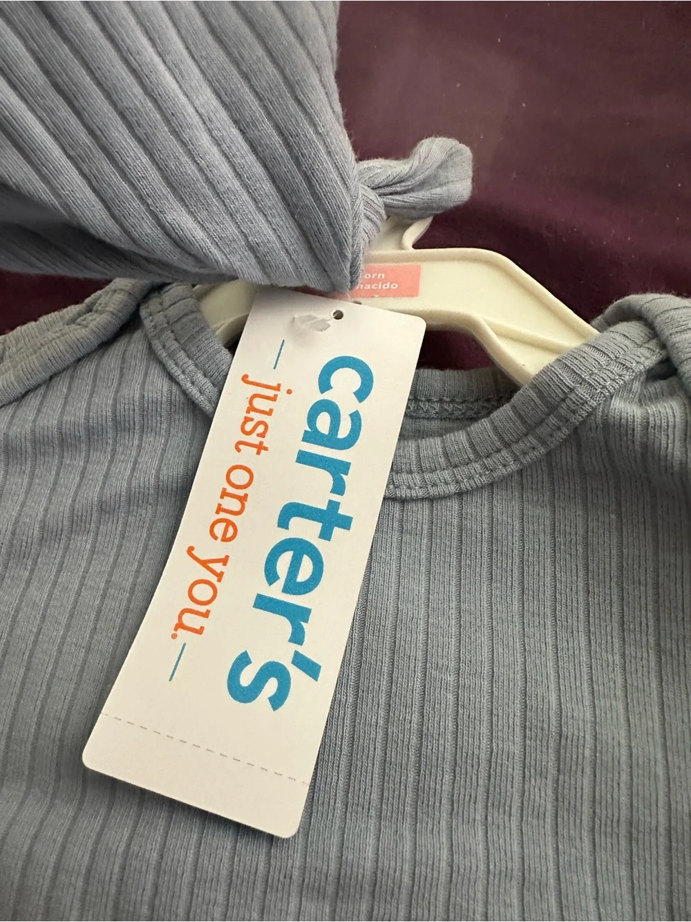 Carter's Ribbed Knot Gown Set in Light blue for twins